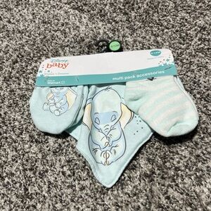 Disney Baby Dumbo Multi Pack Accessories Bib, Mittens, Socks 6-12 Months NWT